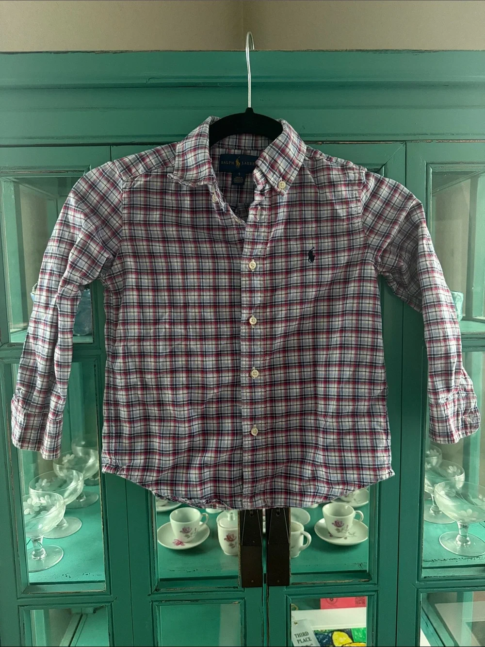 Ralph Lauren Red, Blue and White Plaid Button-Down Shirt